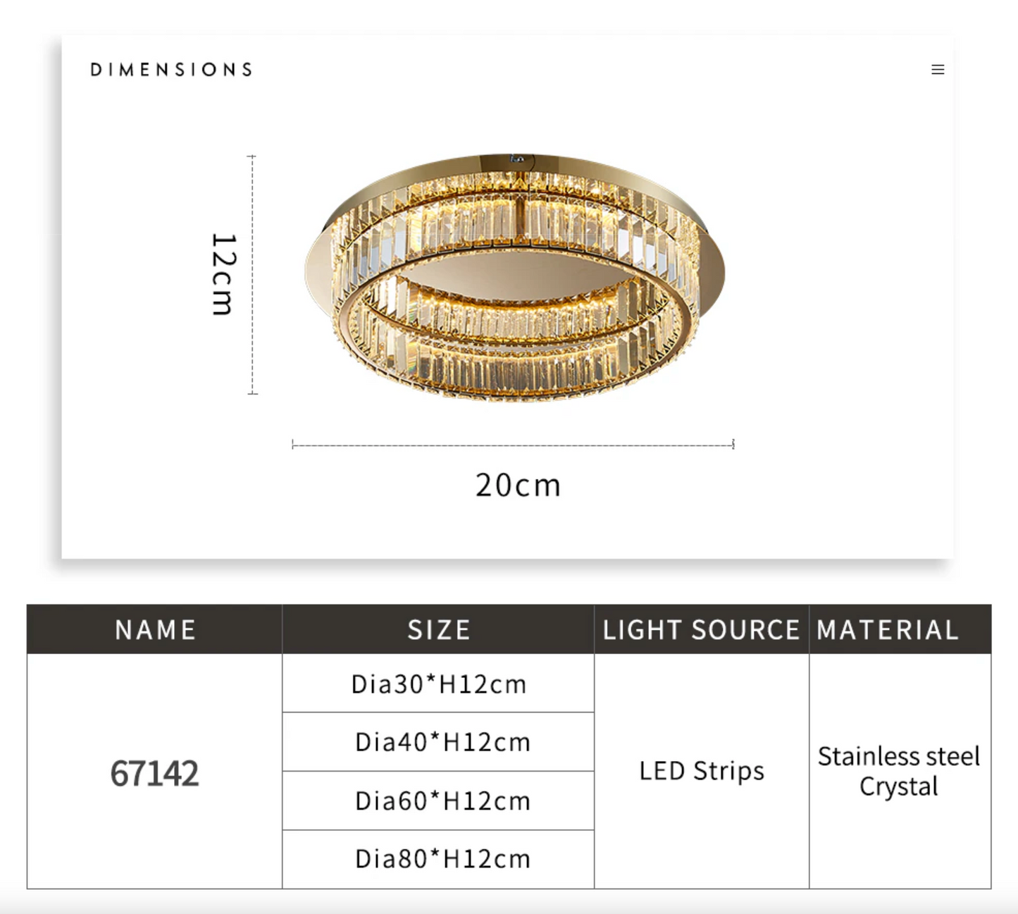 Ylk Round Modern Crystal Chandelier