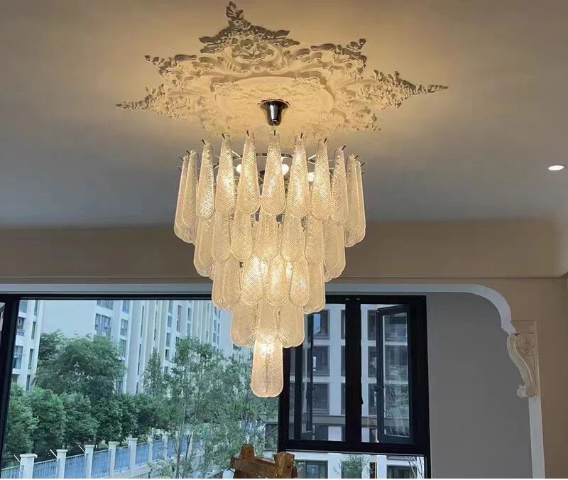 Ylk Murano White Glass Chandelier