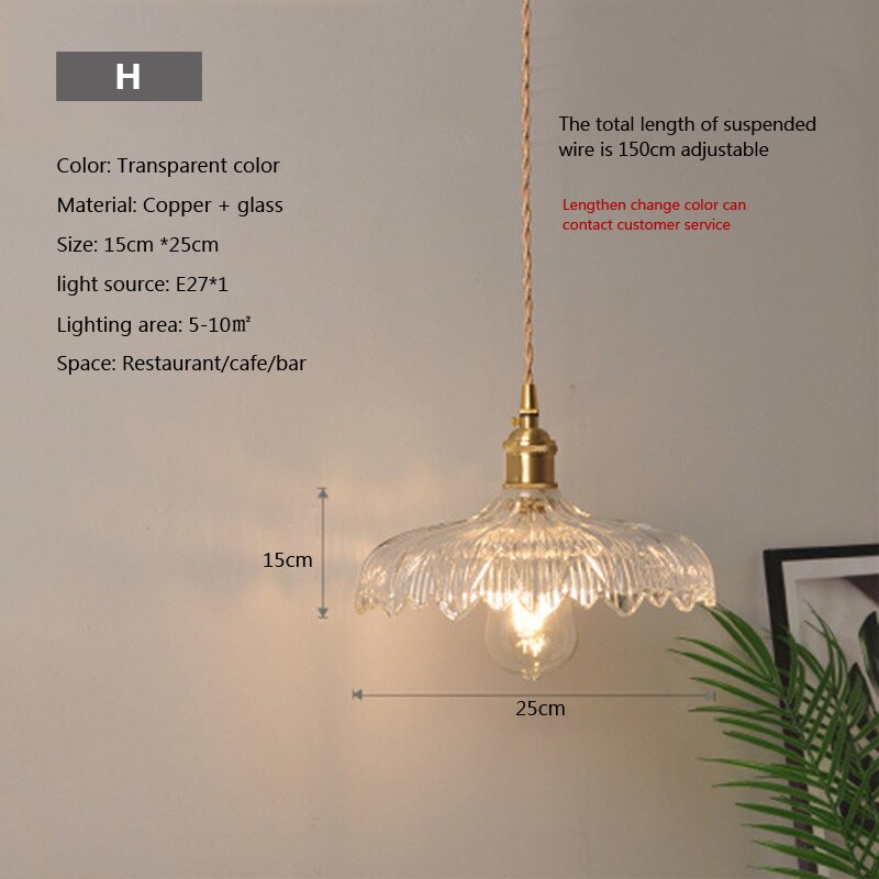 Nordic Glass Minimalist E27 Transparent Lampshade Pendant Light