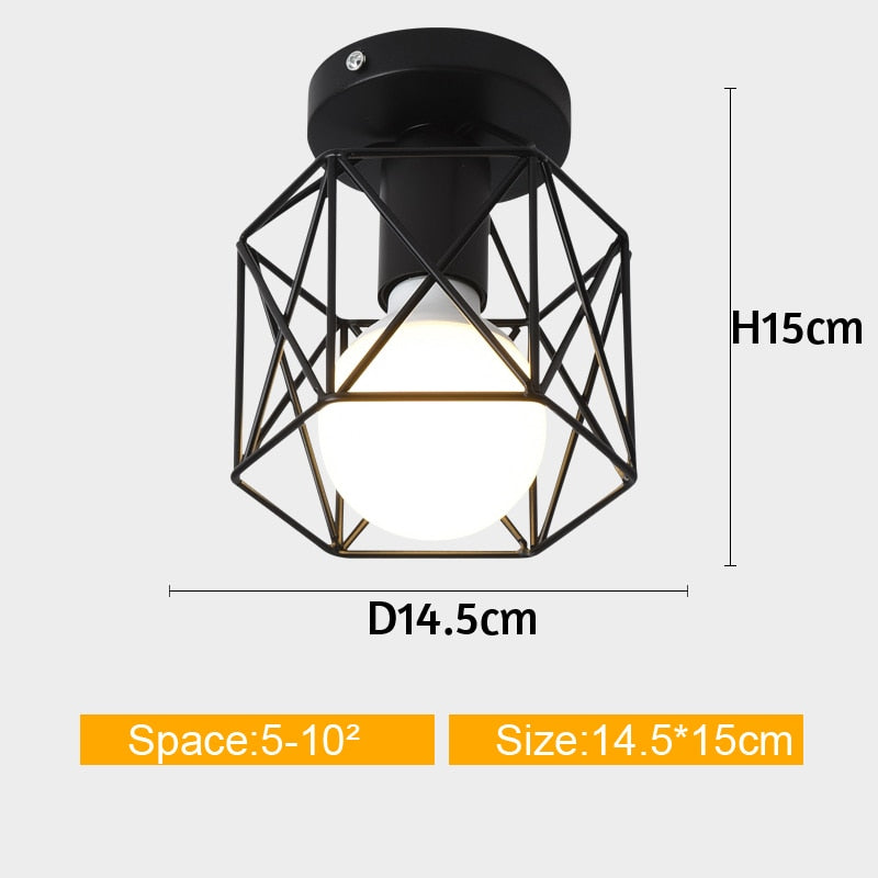 Iron Cage Metal Retro Ceiling Lamp