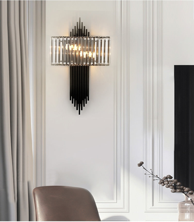 Ylk Black/Gold Crystal Wall Lamp