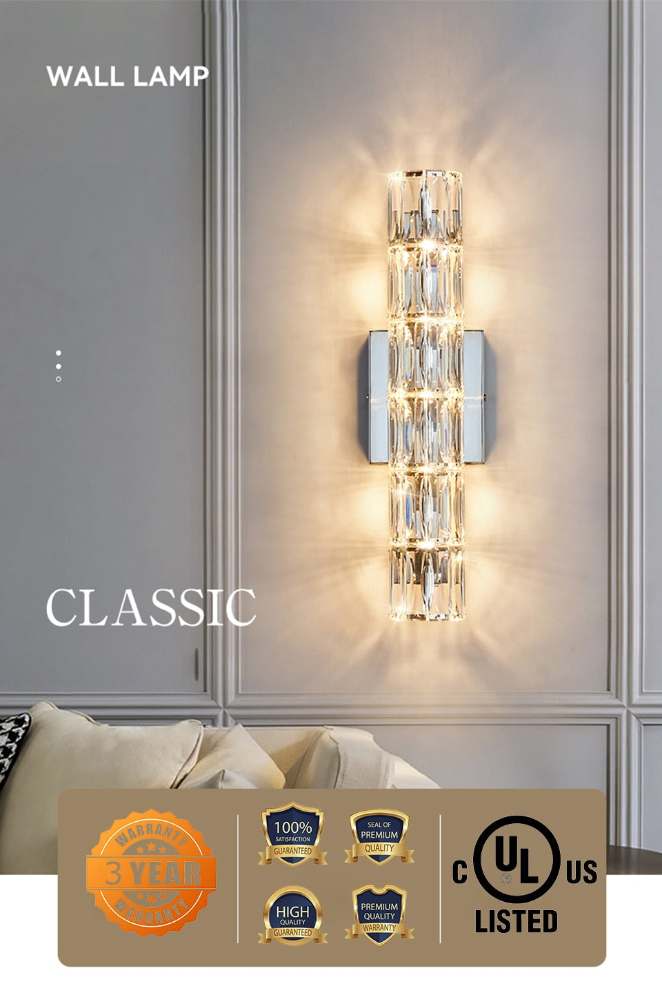 IIS Modern Wall Lamp Interior Lighting Silver Finish G4 Wall Fixture