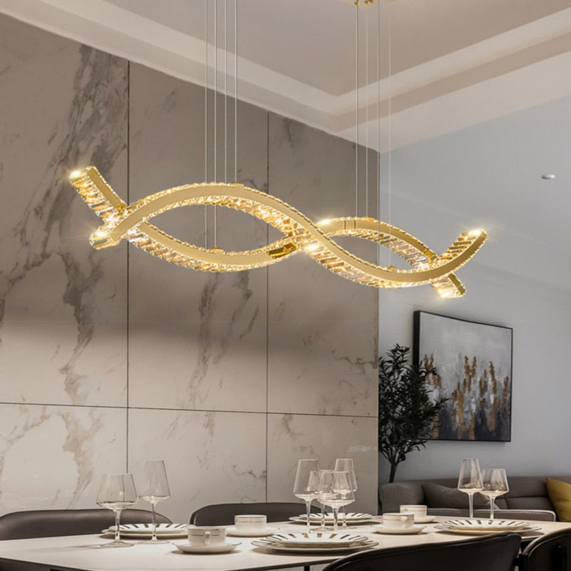 Ylk Wave Design Crystal Pendant Lamp