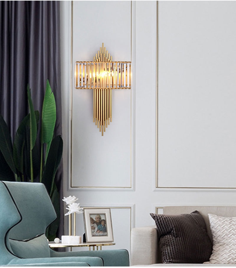 Ylk Black/Gold Crystal Wall Lamp