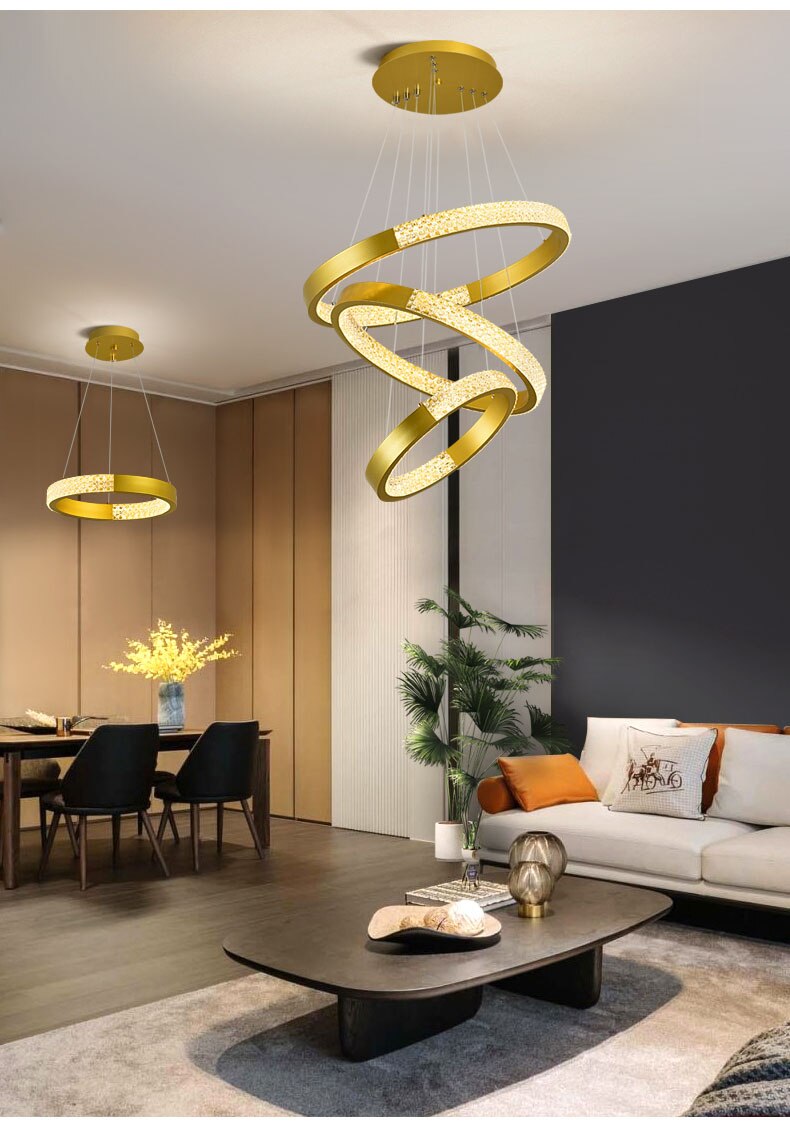 Indoors Ahsan - Gold Black Circle Rectangular Chandeliers Ceiling Lights