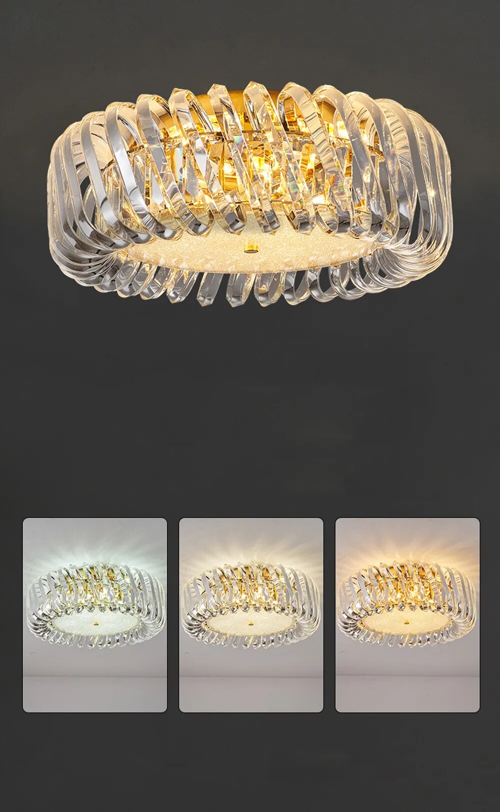 Kolia Art Deco Crystal Glass LED Dimmable Ceiling Chandelier