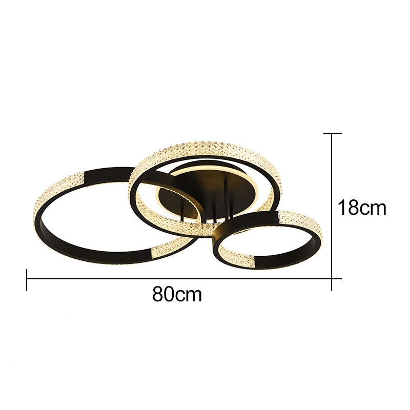 Indoors Ahsan - Gold Black Circle Rectangular Chandeliers Ceiling Lights