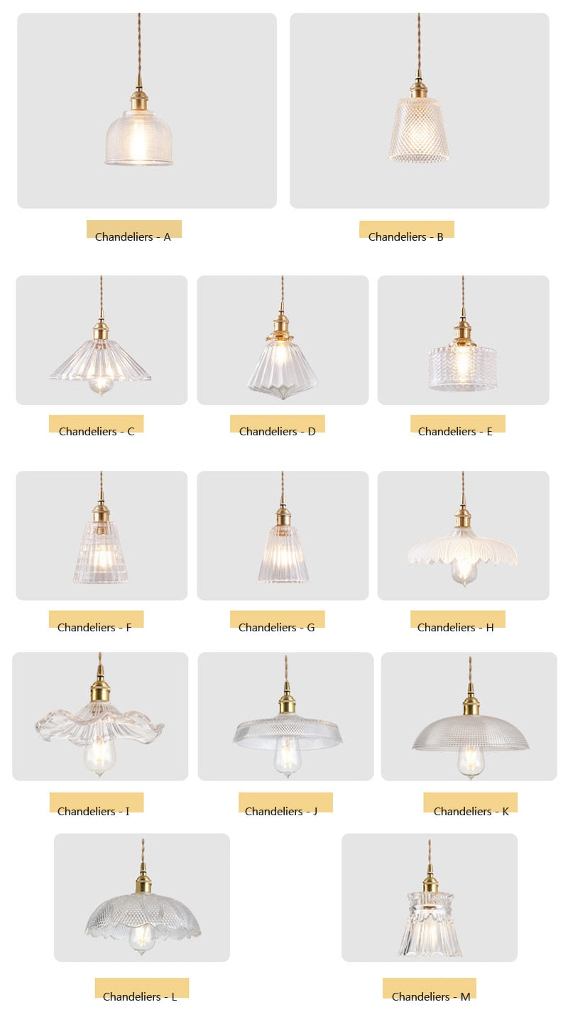 Nordic Glass Minimalist E27 Transparent Lampshade Pendant Light