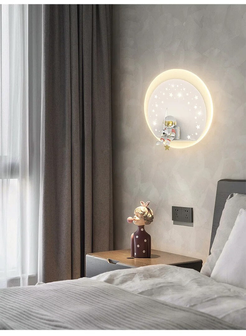 MAV Kid's room creative Wall Lamp Stars Projection Astronaut Decoration