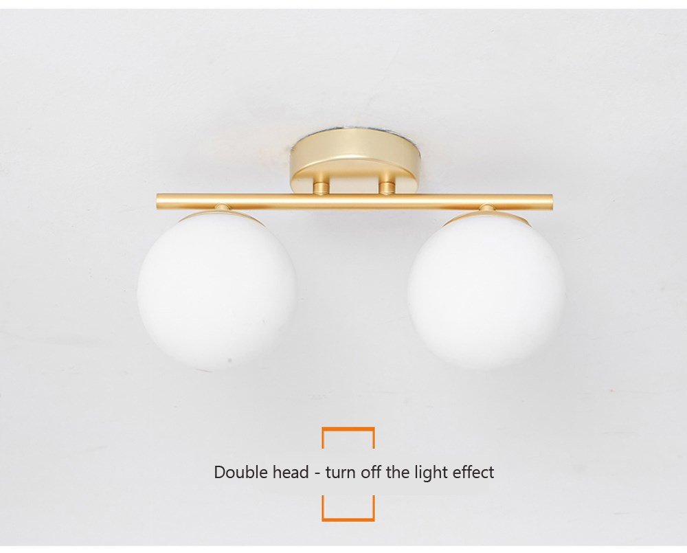 DAR Nordic LED Glass Ceiling Light White Ball Creative Golden