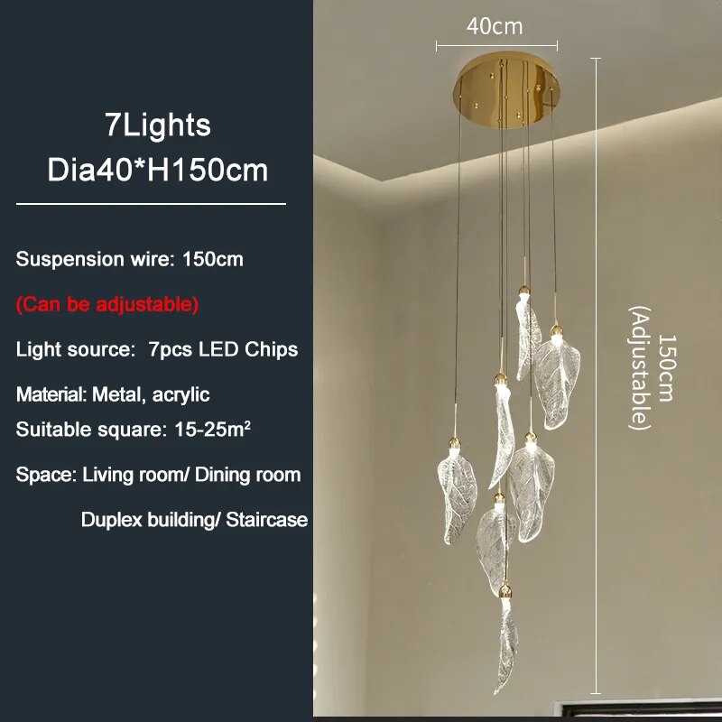 Ylk Crystal Leaf LED Chandelier