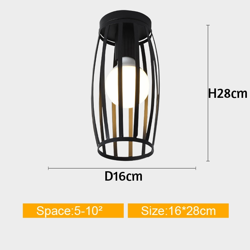 Iron Cage Metal Retro Ceiling Lamp