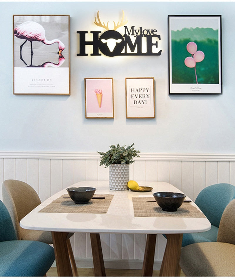 GRN HOME-FAMILY-LOVE Logo Creative Modern Acrylic Wall Lamp