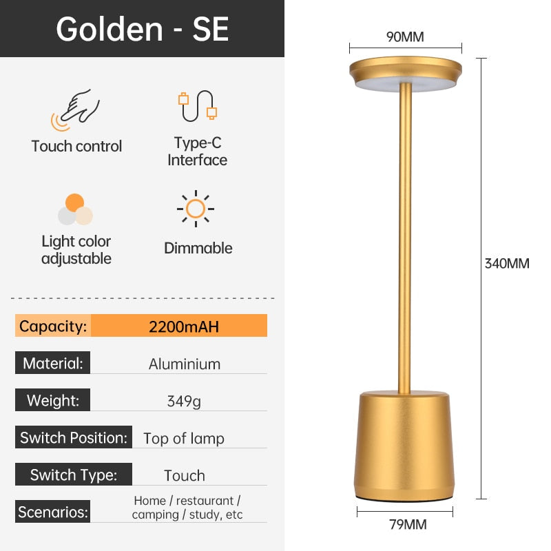LED Night Light Table Lamps Type-c Rechargeable 4400mA