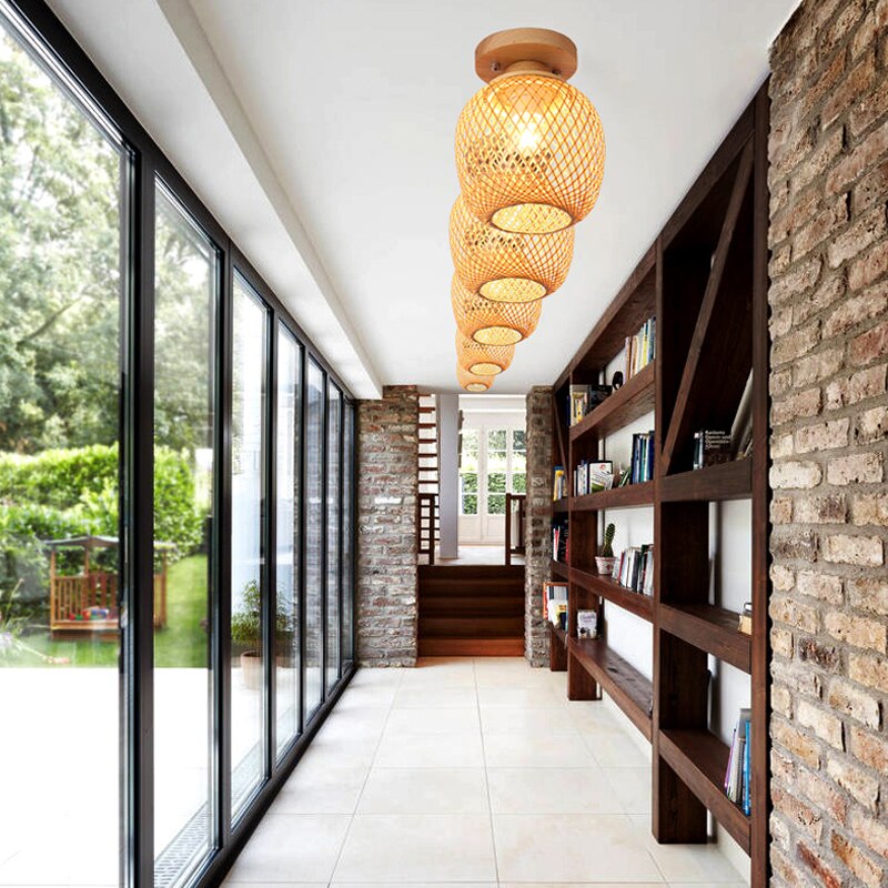 Oud Modern Bamboo Wood Ceiling Light