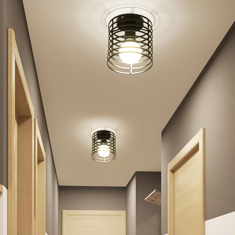 Iron Cage Metal Retro Ceiling Lamp