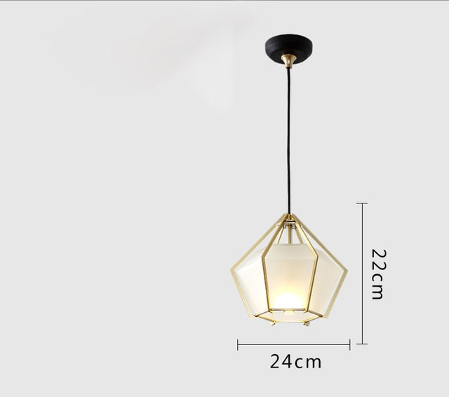 IIS Nordic Diamond Glass Golden Ceiling Hanging Lamp