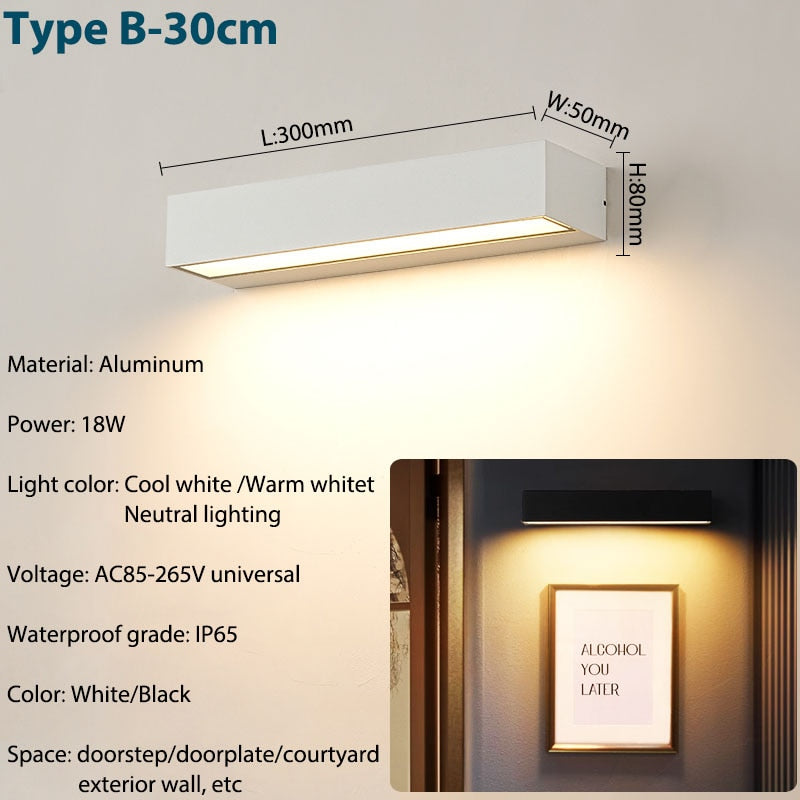 IIS LED Outdoor IP65 Waterproof Porch Wall Sconces Aluminum Exterior