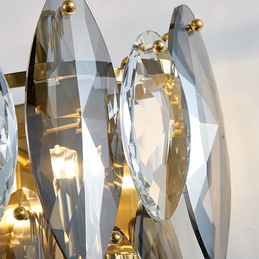 Ylk Gold Luxury Gray Crystal Wall Lamp