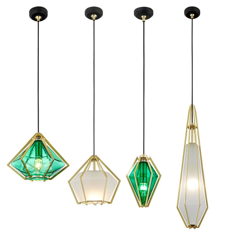 IIS Nordic Diamond Glass Golden Ceiling Hanging Lamp
