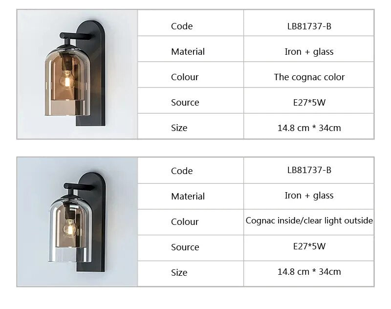 IIS Postmodern Indoor Glass Wall Lights Vintage Bath Vanity