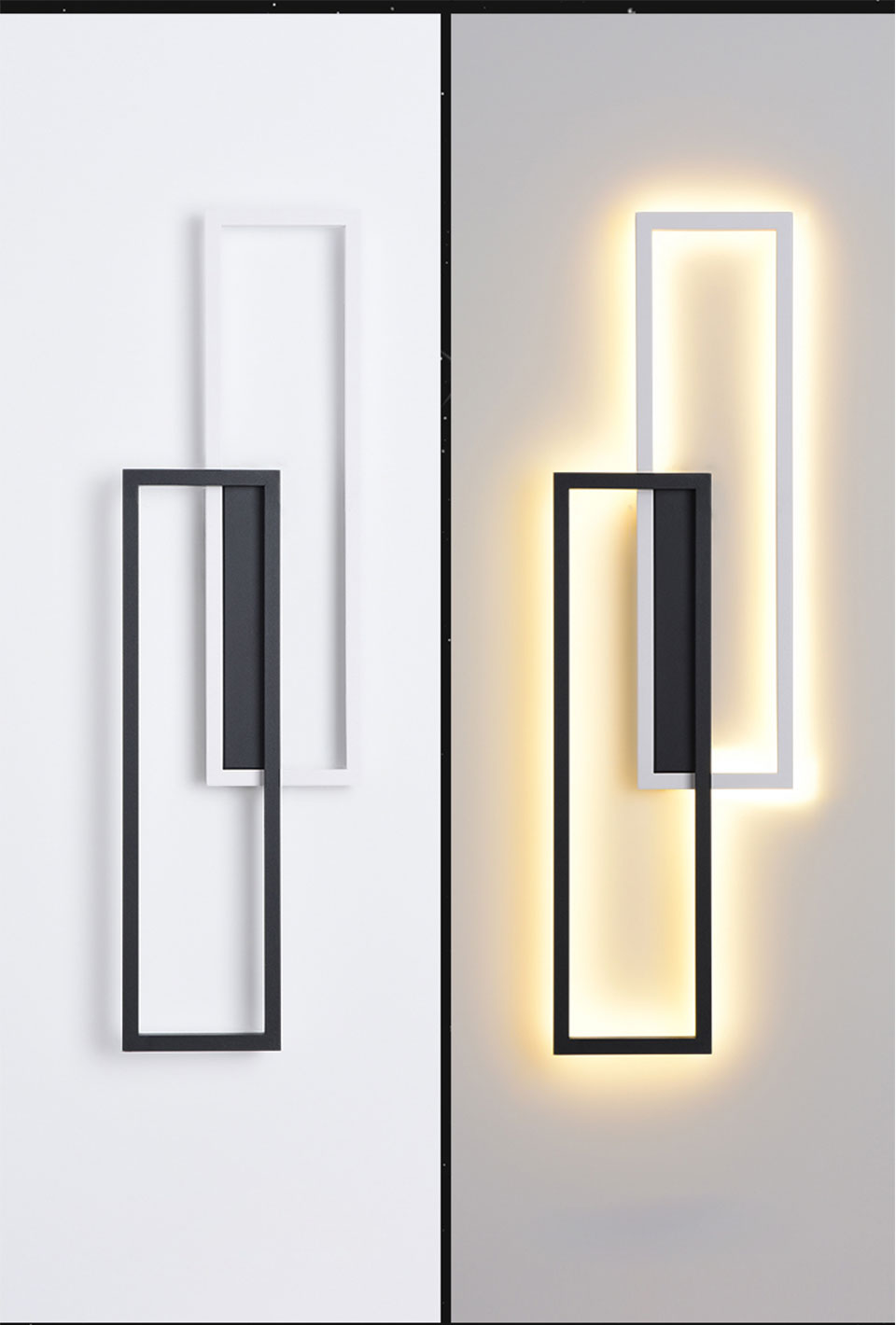IIS LED Wall Sconces Black Rectangle Minimalist Wall Mounted Light