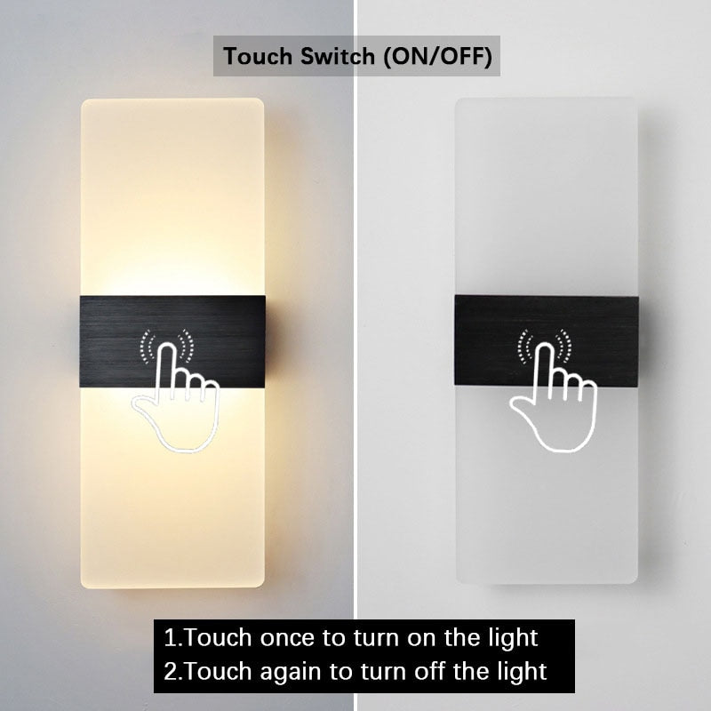 WIN LED Touch Sensor Switch Acrylic Wall Lamp