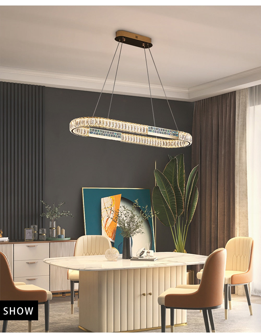 MAK Wall/Pendant Chandelier Luxury Hanging Lights Polished Shell High-end Ring Design