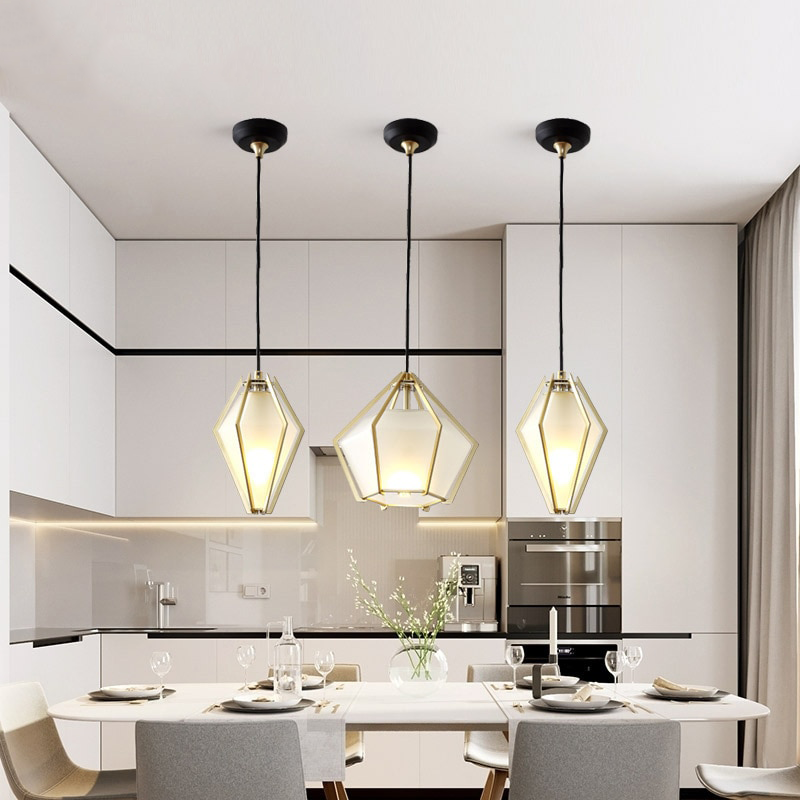 IIS Nordic Diamond Glass Golden Ceiling Hanging Lamp