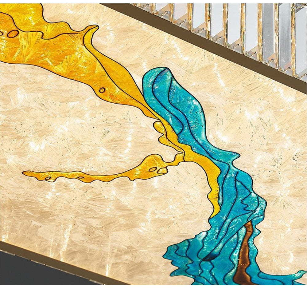 MAK Colored-Map Wall/Pendant/Ceiling Chandelier Dimmable LED Stained Glass Oval Gold Post-modern