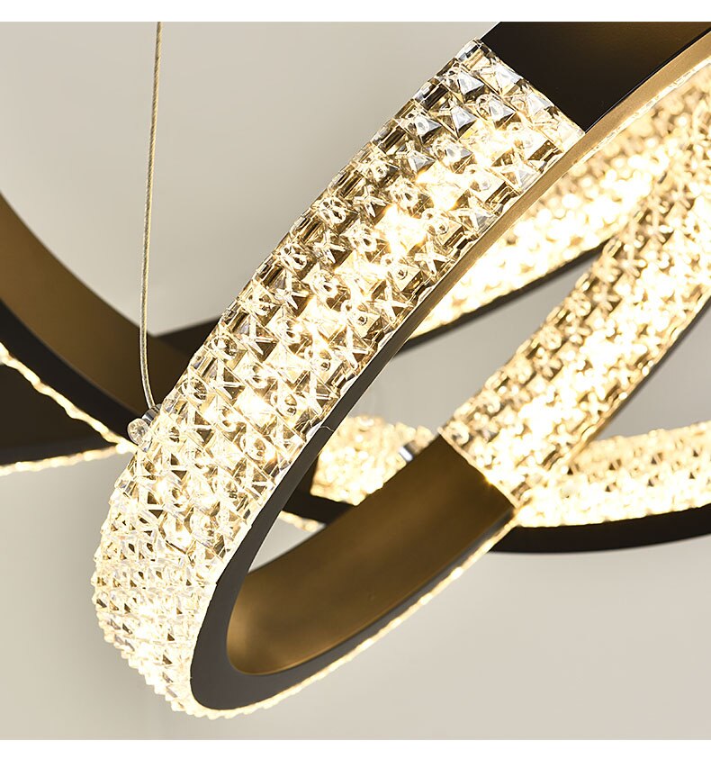 Indoors Ahsan - Gold Black Circle Rectangular Chandeliers Ceiling Lights