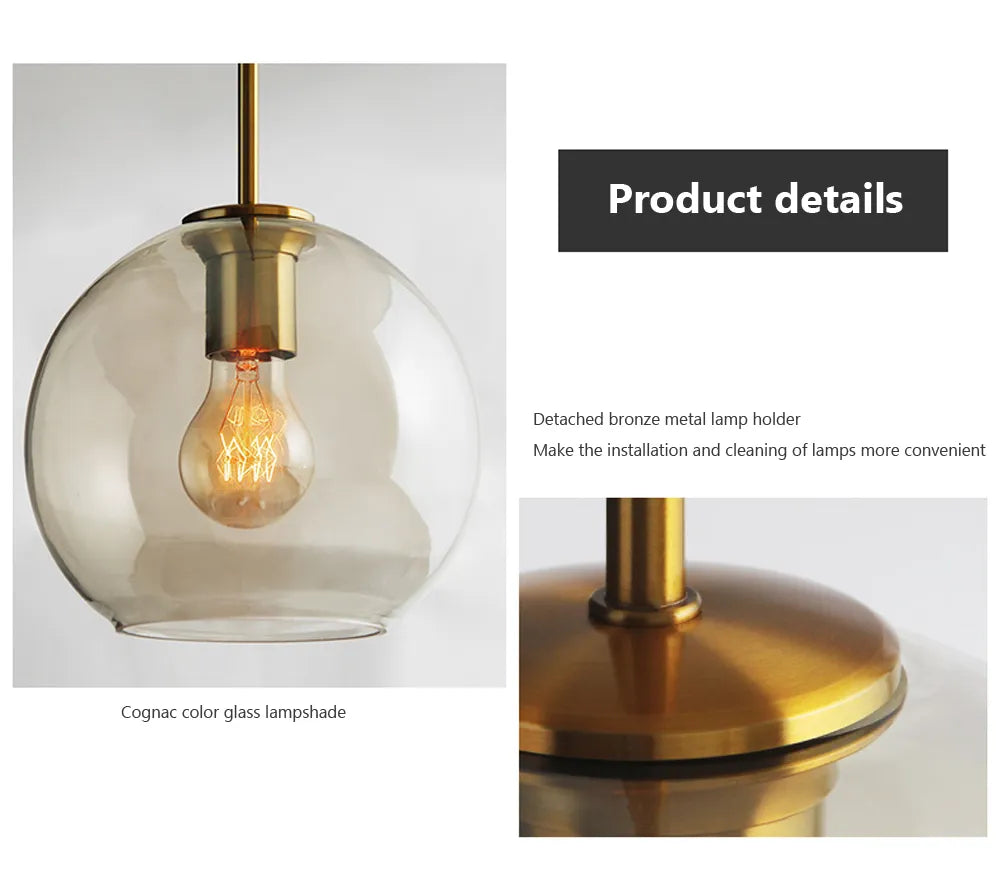 Nordic Industrial Glass LED Pendant