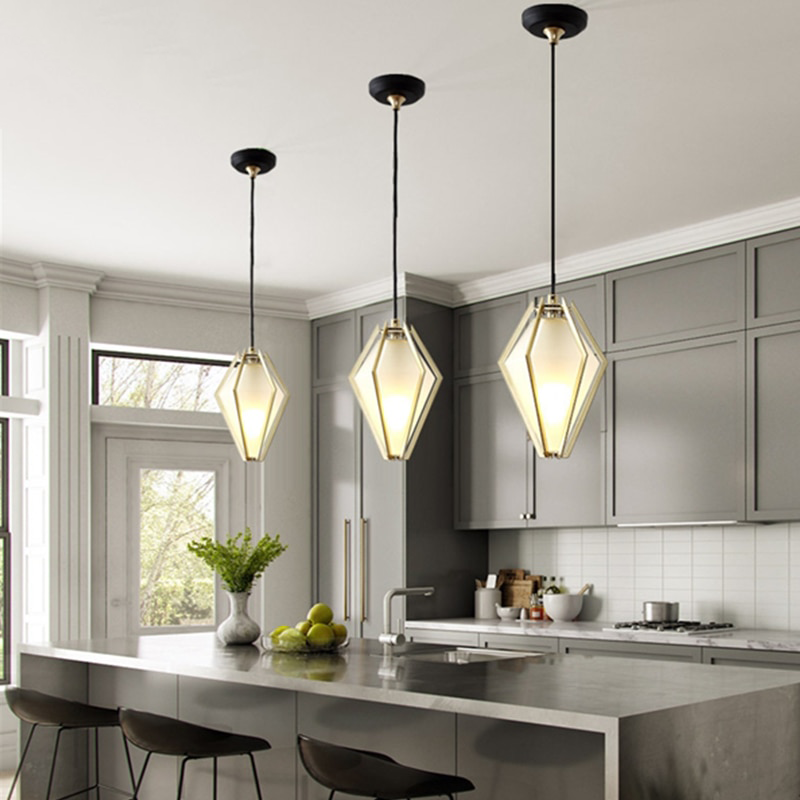 IIS Nordic Diamond Glass Golden Ceiling Hanging Lamp