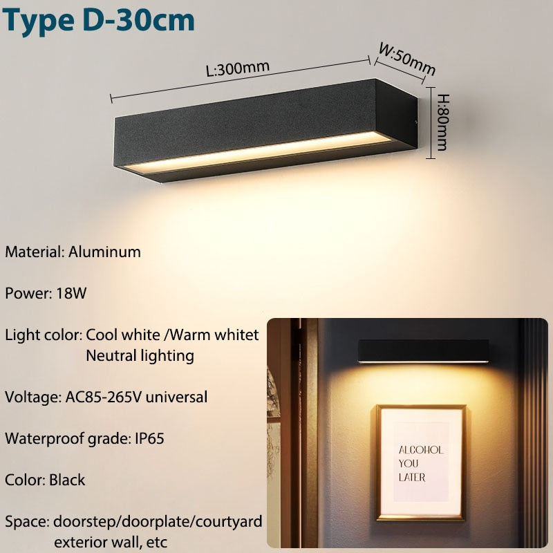 IIS LED Outdoor IP65 Waterproof Porch Wall Sconces Aluminum Exterior
