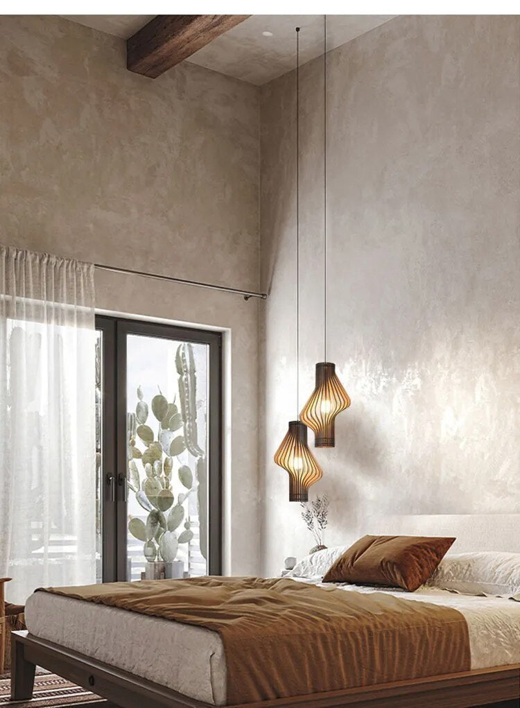 Nordic Wooden Cage Chandelier Birdcage Pendant Lights