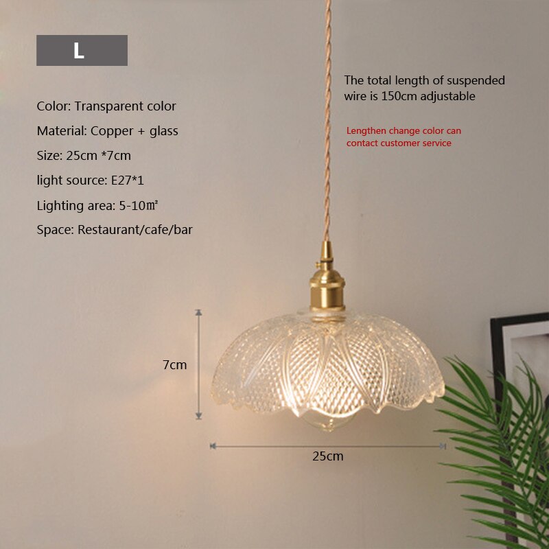 Nordic Glass Minimalist E27 Transparent Lampshade Pendant Light