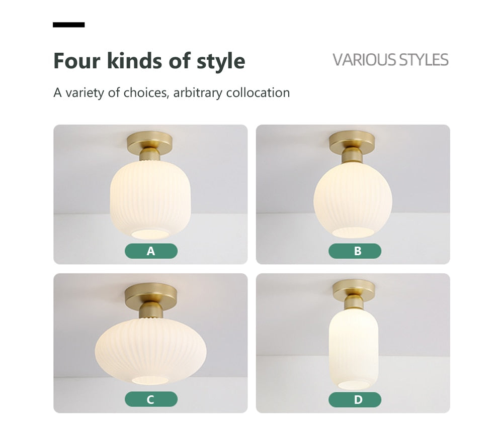 Wad Japanese-Style Glass Ceiling Lamp