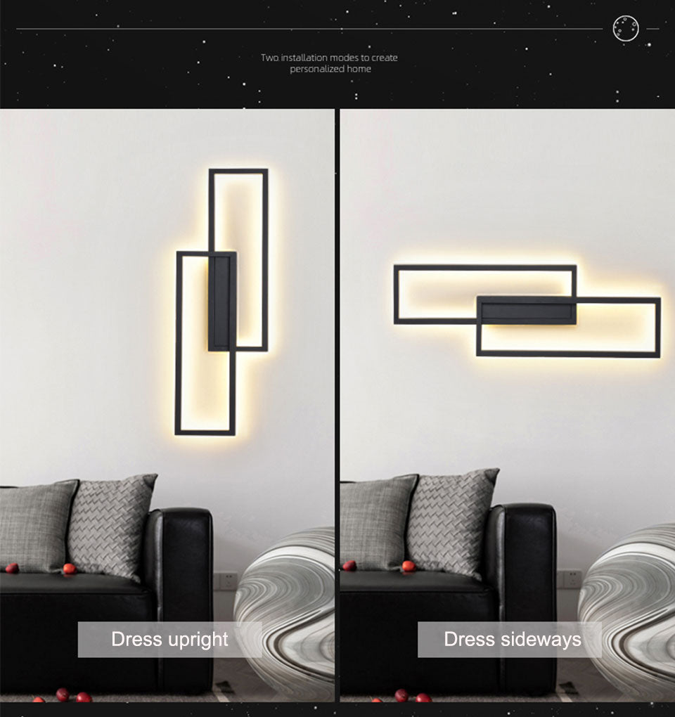 IIS LED Wall Sconces Black Rectangle Minimalist Wall Mounted Light