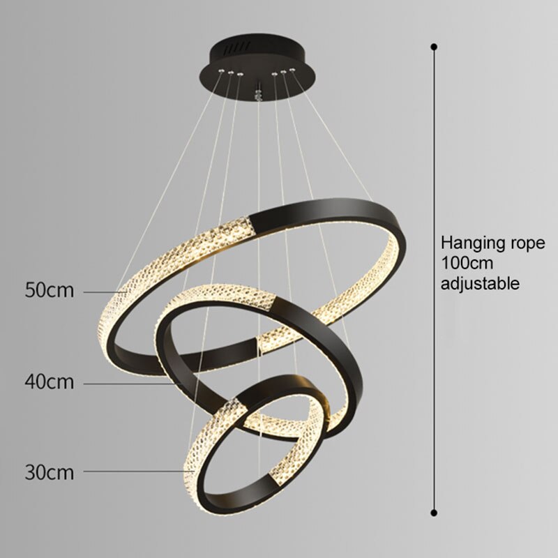 Indoors Ahsan - Gold Black Circle Rectangular Chandeliers Ceiling Lights