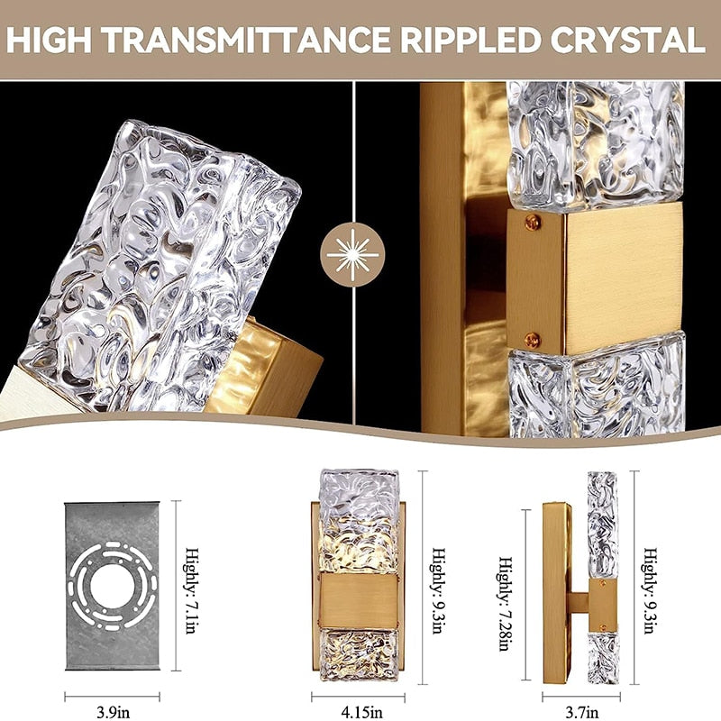 IIS Modern Crystal Lighting with Remote for Bedroom Living Room Hallway Bathroom Vanity
