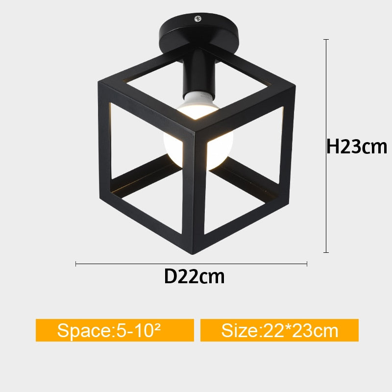 Iron Cage Metal Retro Ceiling Lamp