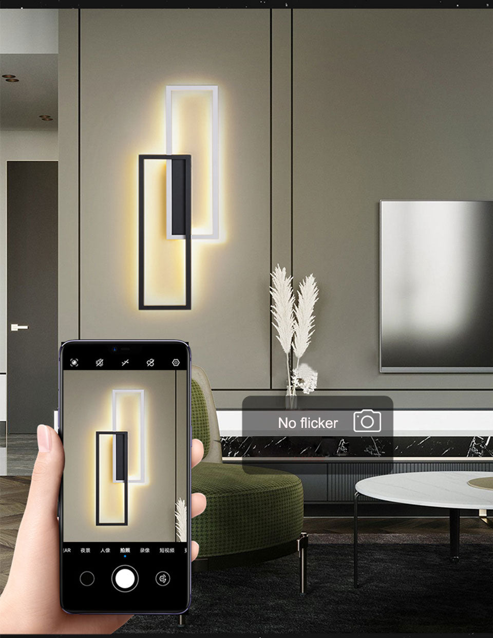 IIS LED Wall Sconces Black Rectangle Minimalist Wall Mounted Light