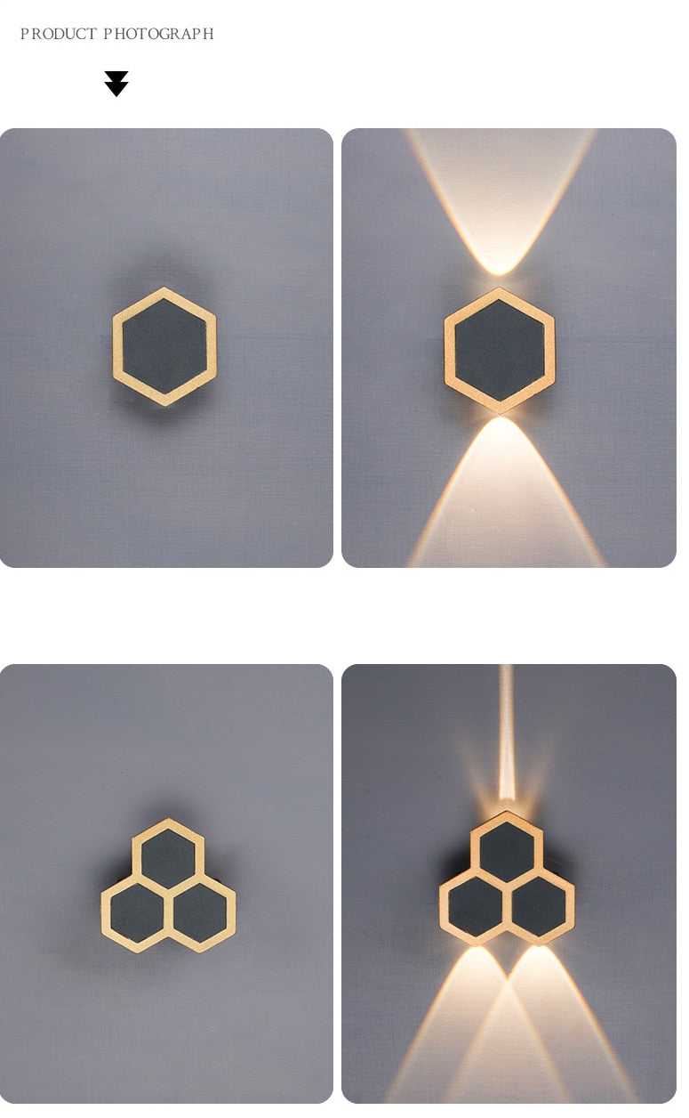 WIN LED Waterproof Hexagonal Outdoor IP65 Wall Light Up And Down Double-headed