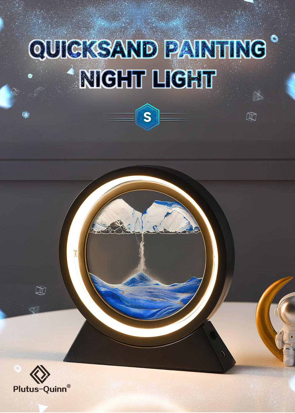 PQ 360° Rotate LED Sand Painting Night Lights