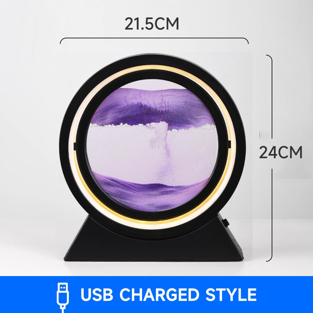 PQ 360° Rotate LED Sand Painting Night Lights