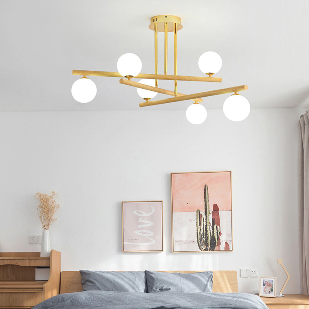 Semi Flush Glass Ball Chandelier Ceiling Light