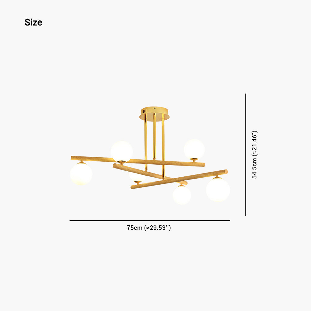 Semi Flush Glass Ball Chandelier Ceiling Light