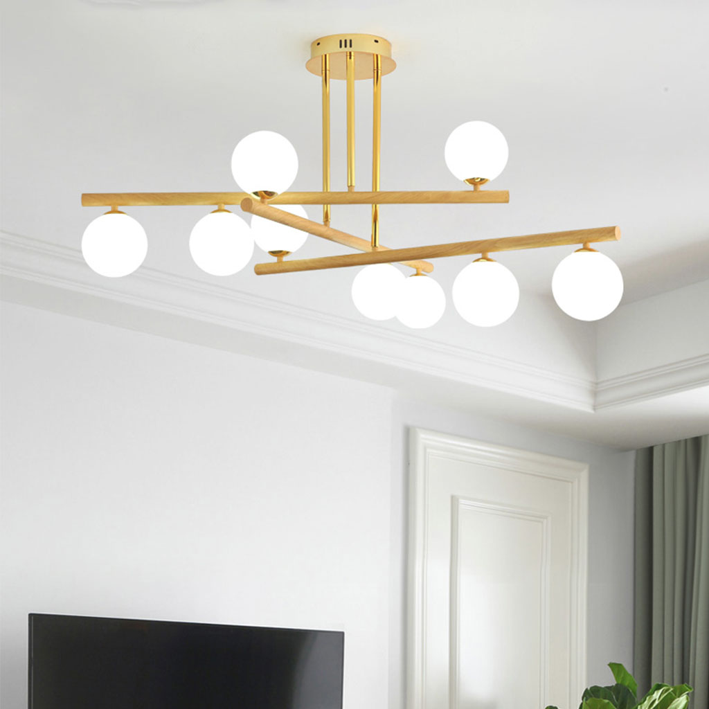 Semi Flush Glass Ball Chandelier Ceiling Light