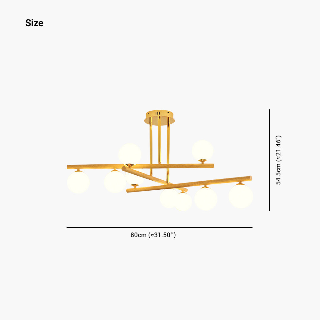 Semi Flush Glass Ball Chandelier Ceiling Light