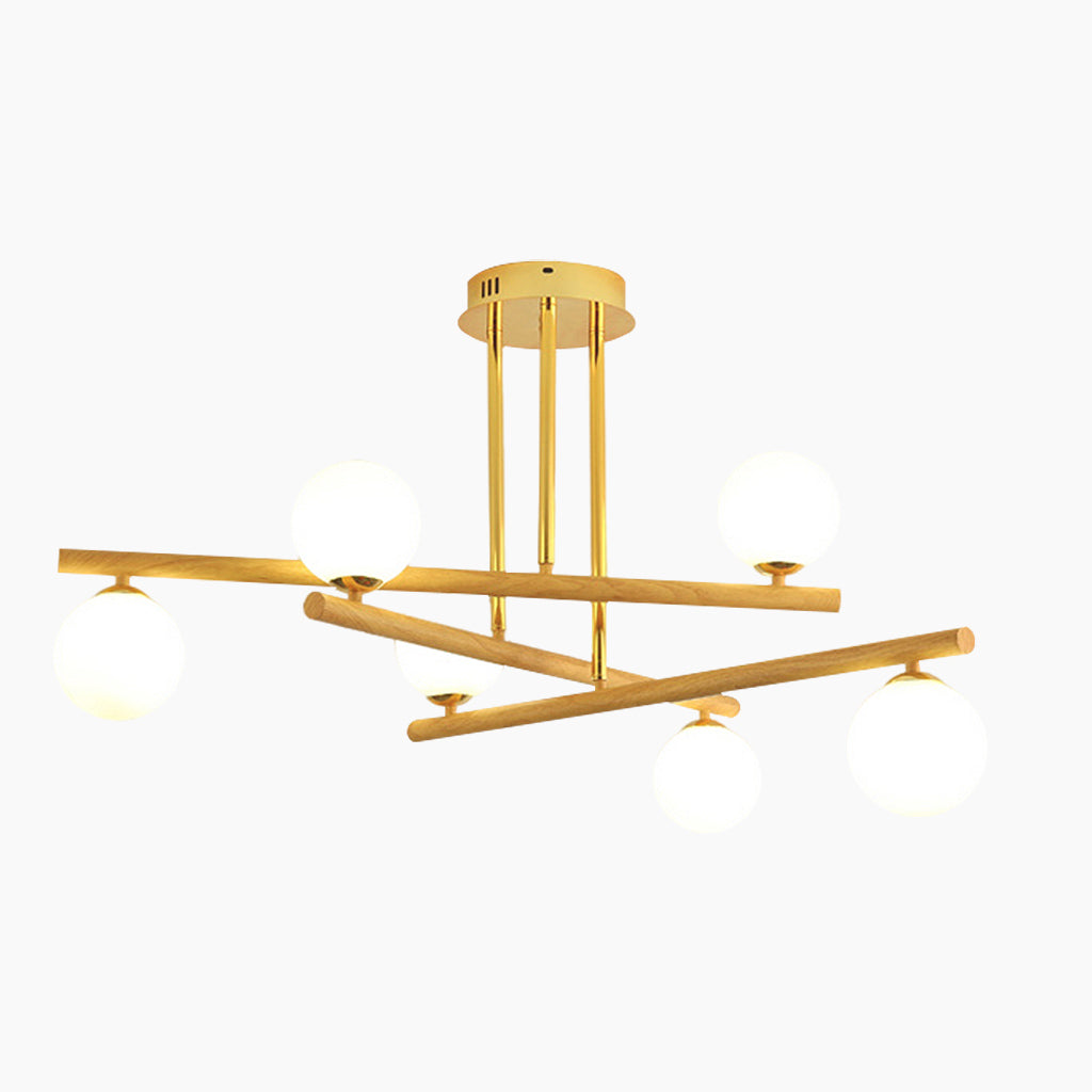 Semi Flush Glass Ball Chandelier Ceiling Light